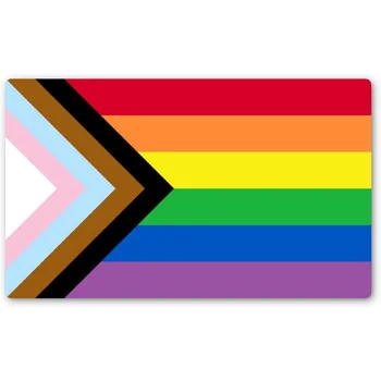 Наклейка на автомобиль 5 * 2,9 дюйма Радужный флаг Progress Pride | Покажите свою любовь к ЛГБТ-семье с помощью этой виниловой наклейки на вашем ноутбуке или