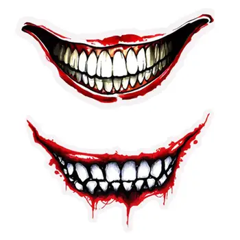 Наклейки на кровь Хэллоуин Универсальная жуткая улыбка Зубные наклейки Самоклеящиеся наклейки Joker Smile Наклейка Наклейка на лобовое стекло Автомобильные аксессуары