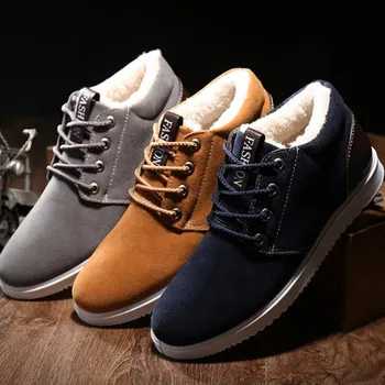 Новая легкая теплая хлопковая обувь для мужчин Зимняя обувь на открытом воздухе утолщенная плюшевая комфортная обувь на шнуровке Обувь для ходьбы Кроссовки для мужчин3