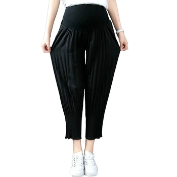 Новые плиссированные солнцезащитные брюки для беременных женщин с брюками для подтяжки живота весна и лето свободная грудь восемь брюк