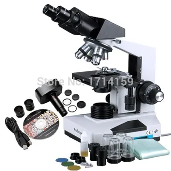 обучающая демонстрация-AmScope Supplies Биологический микроскоп Doctor Vet 40x-2000x + 3-мегапиксельная цифровая камера B490B-3MT