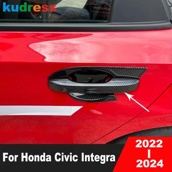  Отделка крышки дверной ручки автомобиля для Honda Civic Integra Sedan 2022 2023 2024 Аксессуары для боковых дверных ручек из углеродного волокна