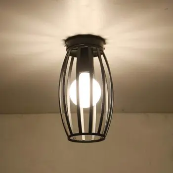 Потолочный светильник E27 Железная лампа Корпус Внутреннее освещение Светильники для прохода Спальня Винтажный потолочный металлический светильник в клетке 110-240 В