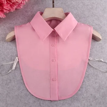 розовая рубашка с поддельным воротником для женщин Формальный костюм Повседневная рубашка Съемный воротник с лацканами Рубашка Мужская съемная блузка с накладным воротником