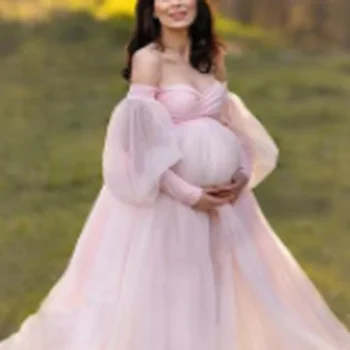 Розовые милые платья для беременных для фотосессии без бретелек baby shower вечернее платье сексуальные беременные женщины беременность фотография одежда
