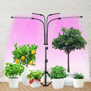 Светодиодные светильники для выращивания растений с гибкой функцией синхронизации на гусиной шее на 360 ° Автоматическое включение/выключение светодиодного светильника полного спектра для растений для комнатных растений