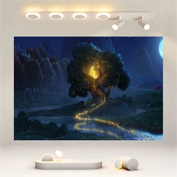 Светящееся волшебное дерево Волшебный лес Ночная фотография Детский день рождения Фон Детский душ Фото Вечеринка Украшение