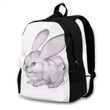 Серый кролик Школьные сумки для девочек-подростков Ноутбук Дорожные сумки Милый Толстый Серый Серый Эскиз Кролик Вдохновленный