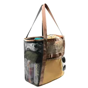  Сетчатая полая сумка для покупок большой емкости для женщин Многоразовая сумка для бассейна Модная дорожная пляжная сумка через плечо Повседневный органайзер для путешествий