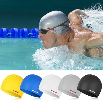 Силиконовая шапочка для плавания с длинными волосами для женщин, мужчин, взрослых детей, шапочка для плавания, плавательное снаряжение