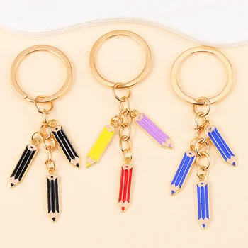  Симпатичные красочные эмалевые карандаши Брелок Брелок для ключей для студента Сумка Школьная сумка Аксессуар для ключей Ювелирные изделия ручной работы