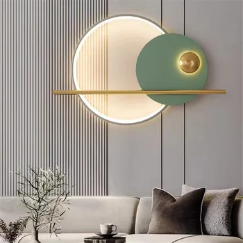 скандинавский круг настенный светильник диван фон украшение цветная лампа дизайнер гостиная прикроватная лампа коридор настенное освещение
