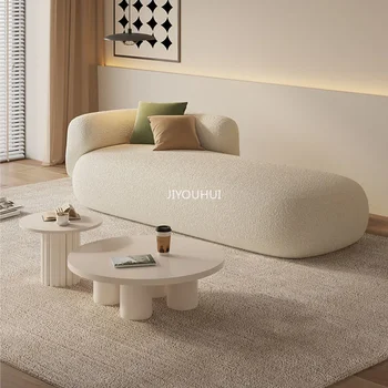 Скандинавский современный диван из поролоновой губки Белый дизайнерский салон из овечьей шерсти Прямой диван для чтения Дизайн Необычный салон канапе Домашняя мебель