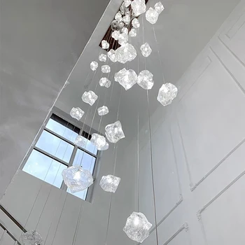 Современная лестничная люстра скандинавский свет роскошный простой потолочные светильники подвесной светильник светодиодные люстры для гостиной внутреннее освещение