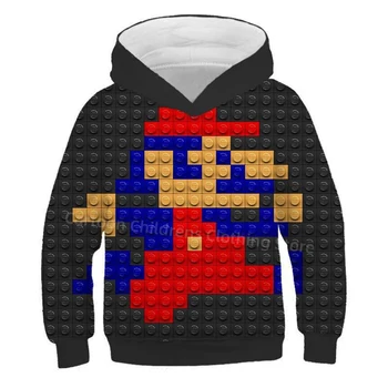 Строительный блок Игра 3D-печать Дети Толстовка с капюшоном Одежда для мальчиков Топы Детские толстовки Толстовка Мальчики Девочка Пуловер Мода Детская одежда