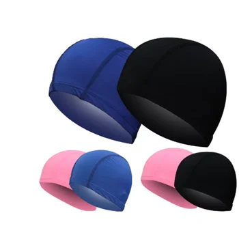  Ультра тонкие шапочки для купания Свободный размер Удобные шапочки для плавания для мужчин Женщины Эластичная нейлоновая защита ушей Длинные волосы Плавательная шапка