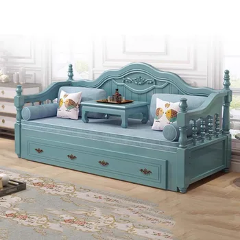 Уютные скандинавские причудливые диваны-кровати Европа Kawaii Blue Floor Модульные диваны для гостиной Европейская роскошная канапе-трансформируемая мебель