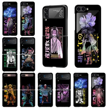 Чехлы для мобильных телефонов для Samsung Galaxy ZFlip Z Flip3 Flip4 Flip5 5G Kimetsu no Yaiba Fashion Black Hard Anti-Drop Cover