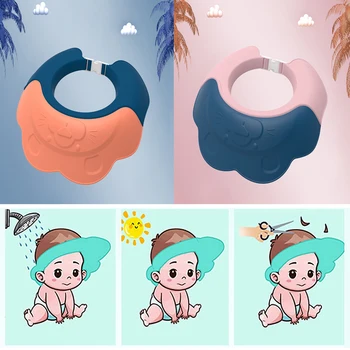  Шапочка для детского душа Водонепроницаемая защита ушей Крышка для головы Козырек для ванны Силиконовая детская шапочка для ванны Шампунь Щит для новорожденных |Младенец Ницца