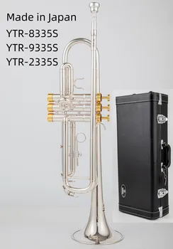  Японское качество 8335S Bb Труба B Плоские латунные посеребренные профессиональные музыкальные музыкальные инструменты с кожаным футляром Золото